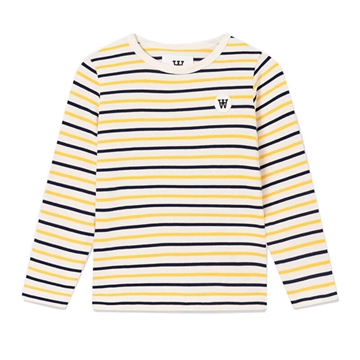 Wood Wood Double A Tee Kim  l/s 5409-2323 Off White/Yellow Stripes 